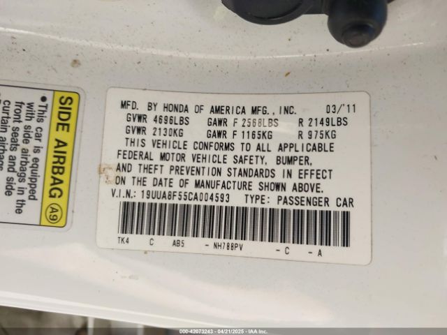 2012 ACURA TL 19UUA8F55CA004593 Photo 8