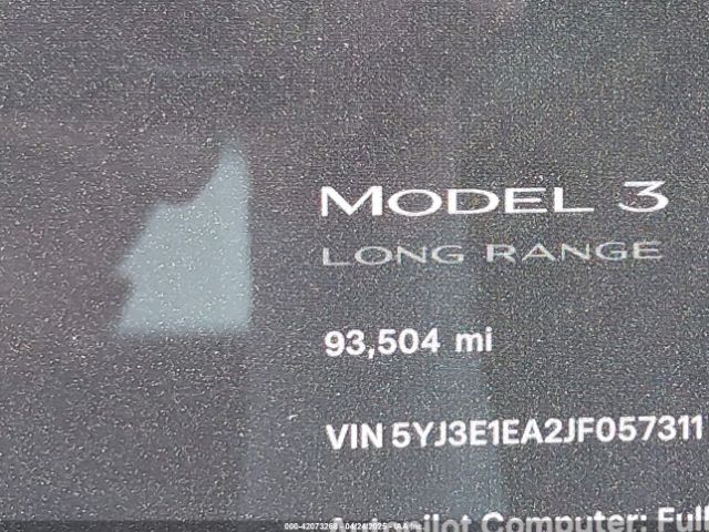 5YJ3E1EA2JF057311 Tesla Model 3 Long Range/mid Range