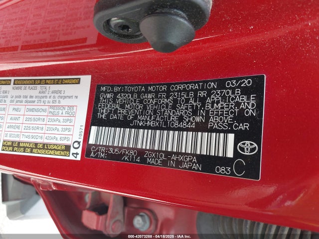 JTNKHMBX1L1084844 Toyota 3zr-fae
