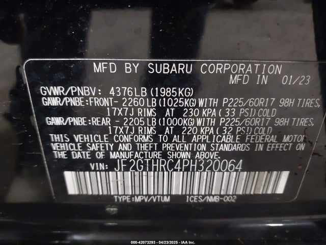 JF2GTHRC4PH320064 Subaru Crosstrek Sport