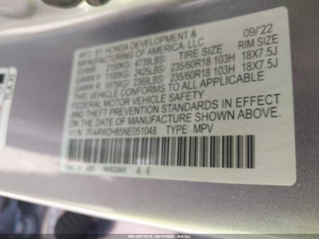 2022 HONDA CR-V 7FARW2H85NE051048 Photo 8