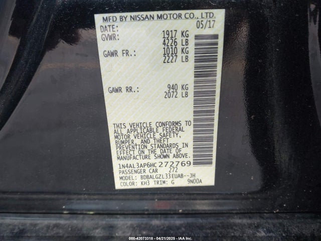 1N4AL3AP6HC272769 Nissan Altima 2.5 S