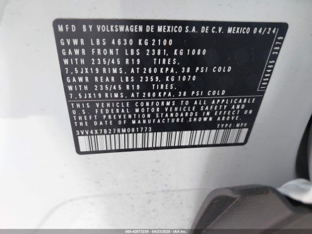 3VV4X7B27RM081773 Volkswagen tsi