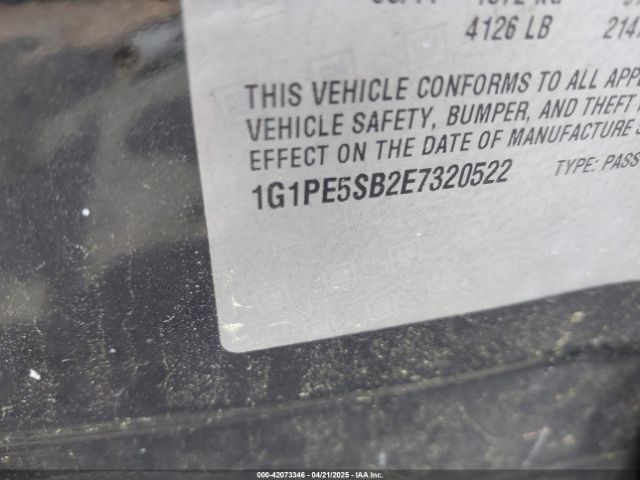 1G1PE5SB2E7320522 Chevrolet Cruze 2lt Auto