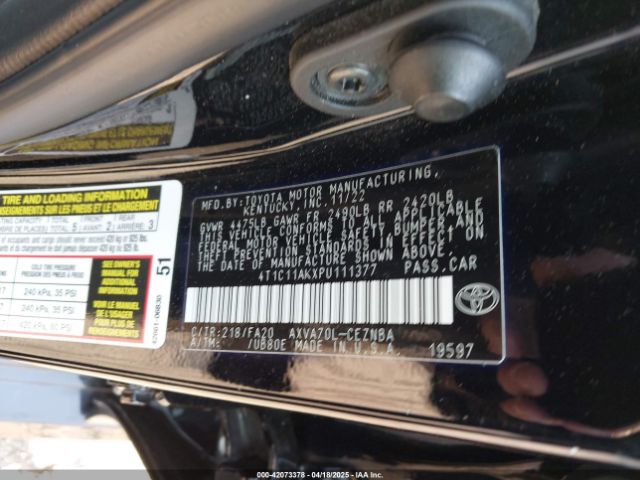 4T1C11AKXPU111377 Toyota a25a-fks