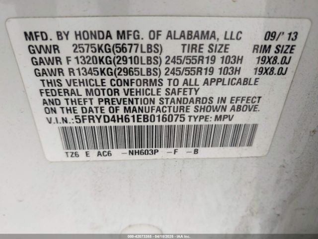 2014 ACURA MDX 5FRYD4H61EB016075 Photo 8