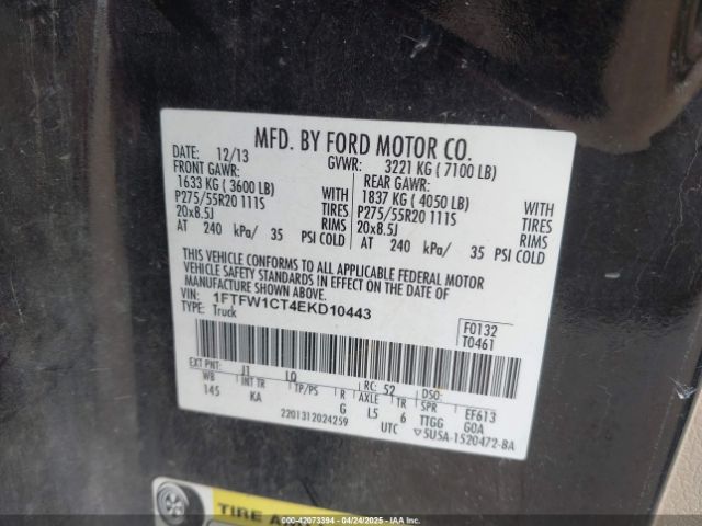1FTFW1CT4EKD10443 Ford F-150 King Ranch