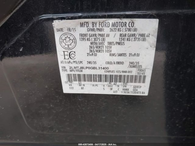 2LMTJ8LP0GBL31400 Lincoln Mkx Reserve