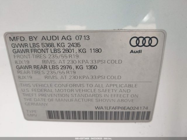 WA1LFAFP6EA024174 Audi Q5 2.0t Premium