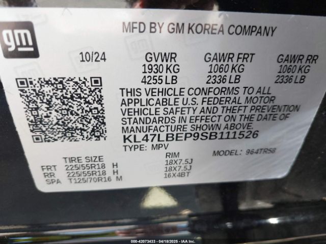 KL47LBEP9SB111526 Buick Envista Sport Touring Fwd