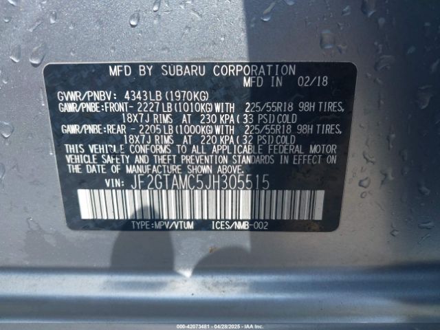 JF2GTAMC5JH305515 Subaru Crosstrek 2.0i Limited