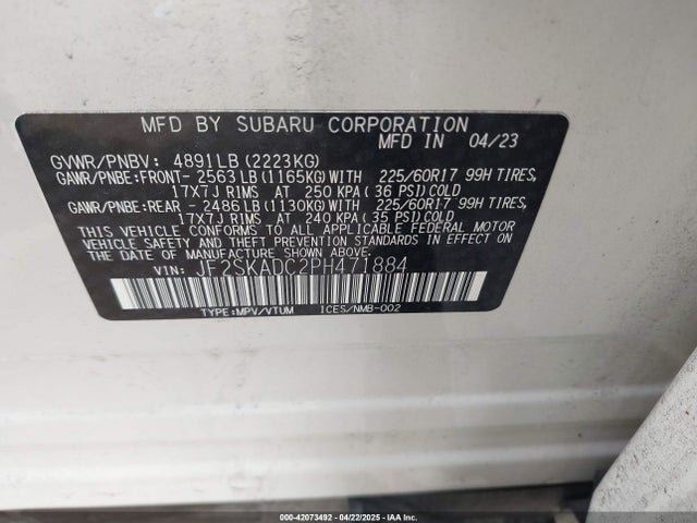 JF2SKADC2PH471884 Subaru Forester Premium