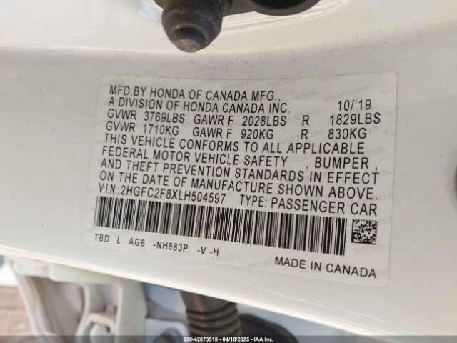 2HGFC2F8XLH504597 Honda Civic Sport