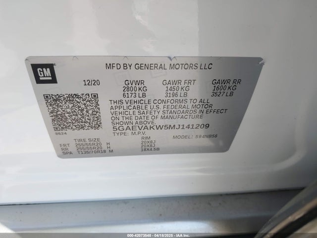 5GAEVAKW5MJ141209 Buick Enclave Awd Essence