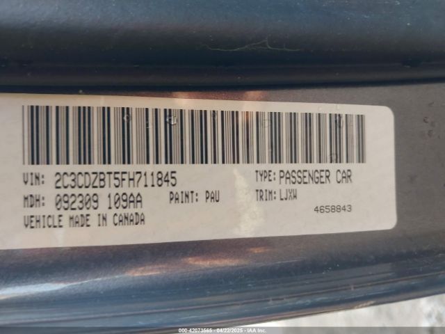 2C3CDZBT5FH711845 Dodge Challenger R/t Plus