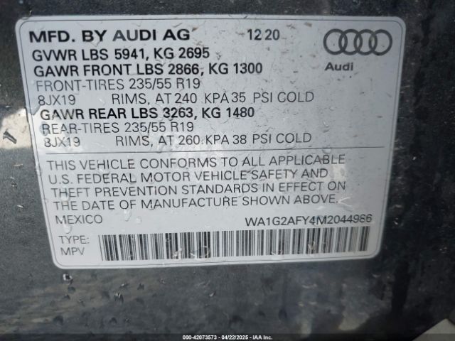 WA1G2AFY4M2044986 Audi Q5 Premium 55 Tfsi E Quattro S Tronic