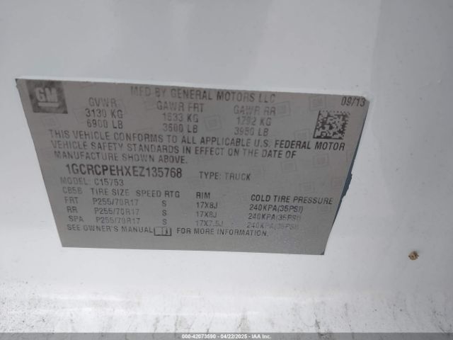 1GCRCPEHXEZ135768 Chevrolet Silverado 1500 Work Truck 2wt