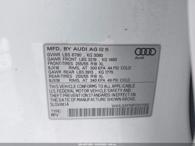 2015 AUDI Q7 WA1LGAFE8FD017092 Photo 8