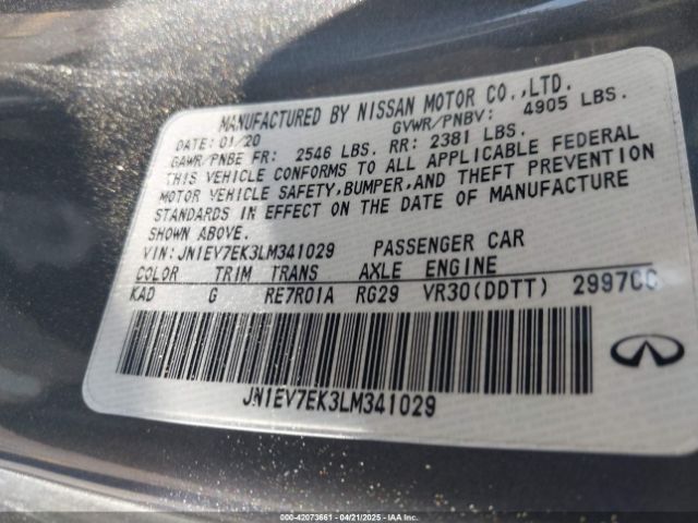JN1EV7EK3LM341029 Infiniti Q60 Luxe