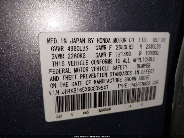 2006 ACURA RL JH4KB165X6C009547 Photo 8