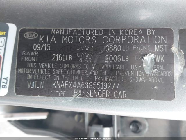 KNAFX4A63G5519277 KIA FORTE LX