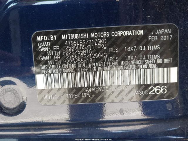JA4AD2A30HZ042831 Mitsubishi Outlander Es