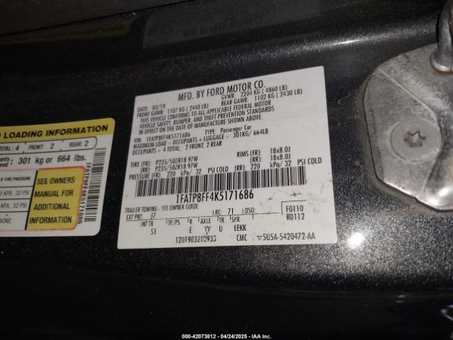1FATP8FF4K5171686 Ford Mustang Gt Premium