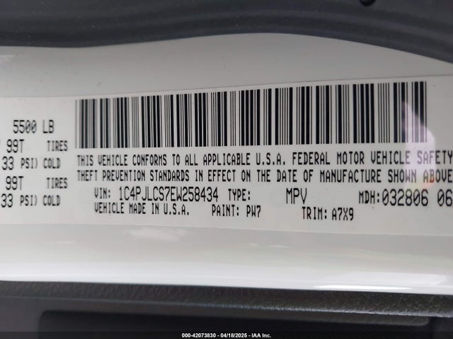 1C4PJLCS7EW258434 Jeep Cherokee Latitude