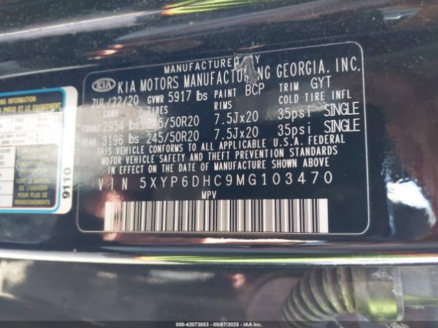 5XYP6DHC9MG103470 KIA Telluride S
