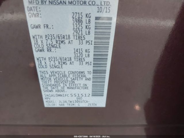 5N1AL0MN1FC551512 Infiniti QX60