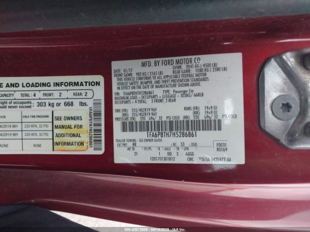 2017 FORD MUSTANG 1FA6P8TH7H5286861 Photo 8