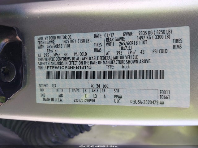 Ford F-150 Xlt 2017 1FTEW1CP4HFB18113 Image 9