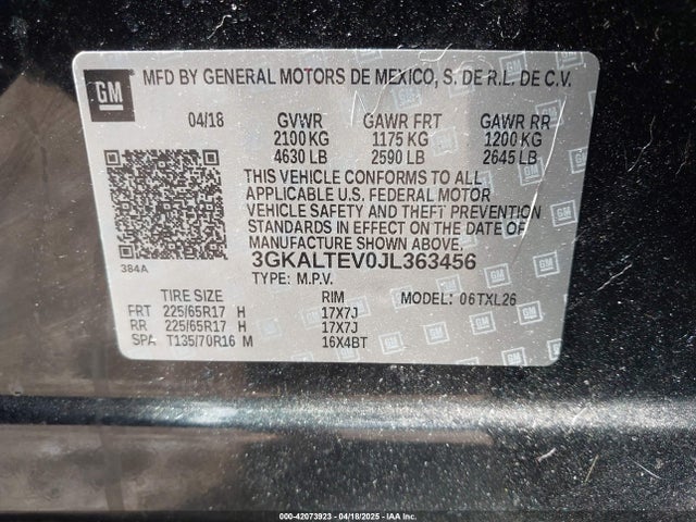 3GKALTEV0JL363456 GMC Terrain Sle