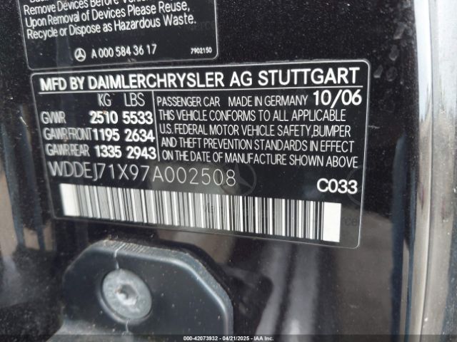 2007 MERCEDES-BENZ CL 550 WDDEJ71X97A002508 Photo 8