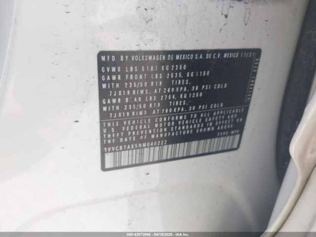 3VVCB7AX5NM040222 Volkswagen Tiguan 2.0t Se R-line Black