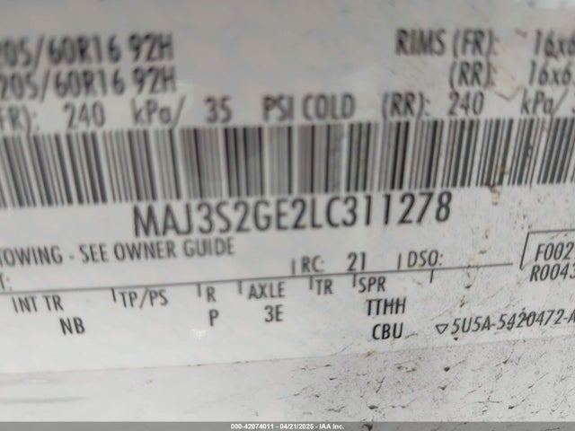 MAJ3S2GE2LC311278 Ford Ecosport Se