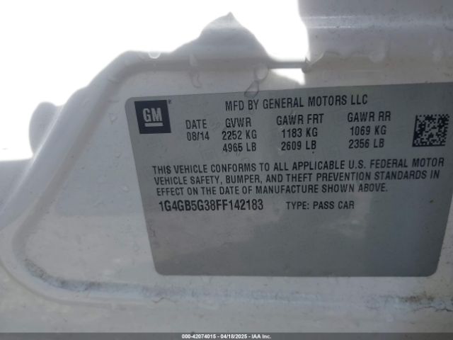 1G4GB5G38FF142183 Buick Lacrosse Leather