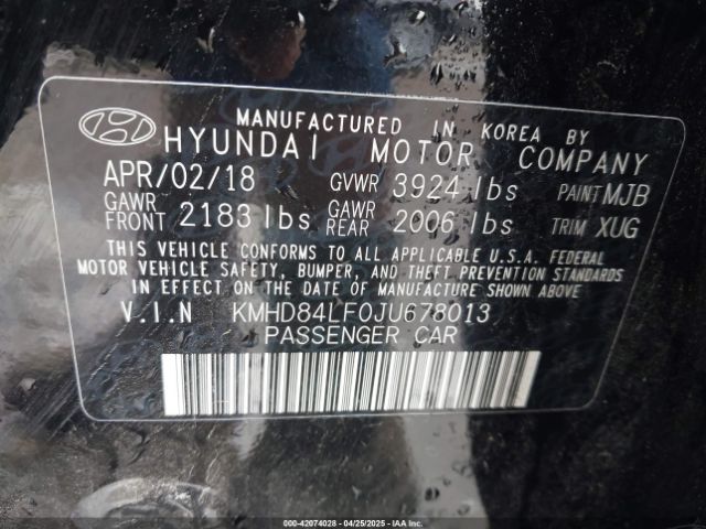KMHD84LF0JU678013 Hyundai Elantra Value Edition