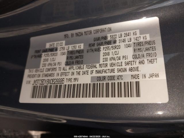 2022 MAZDA CX-9 JM3TCBDY8N0628886 Photo 8