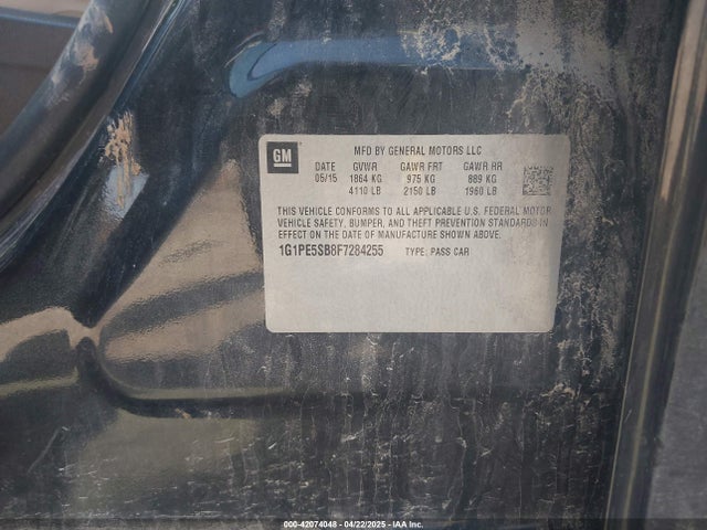 1G1PE5SB8F7284255 Chevrolet Cruze 2lt Auto