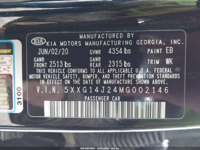 5XXG14J24MG002146 KIA K5 LXS