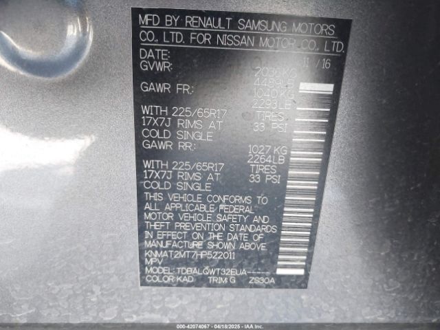 KNMAT2MT7HP522011 Nissan ROGUE SV