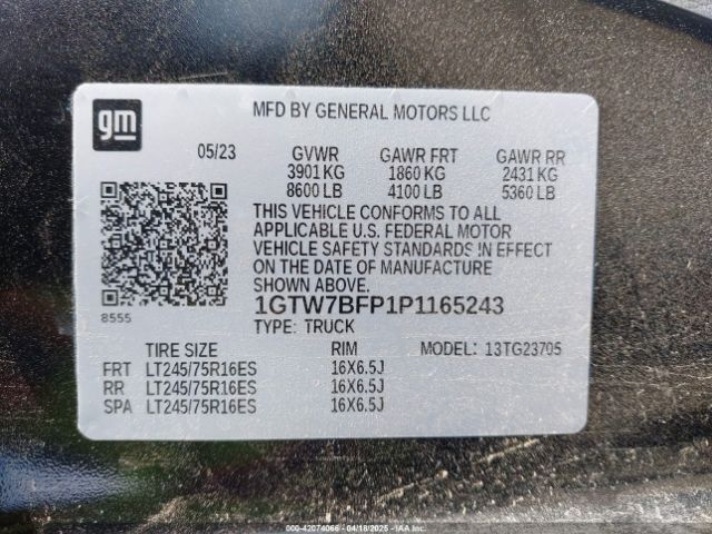 1GTW7BFP1P1165243 GMC Savana Cargo Rwd 2500 Extended Wheelbase Work Van