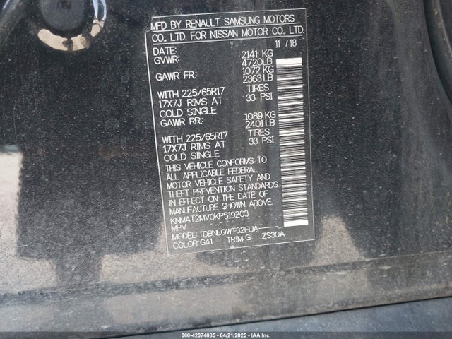 Nissan ROGUE SV 2019 KNMAT2MV0KP519203 Image 9