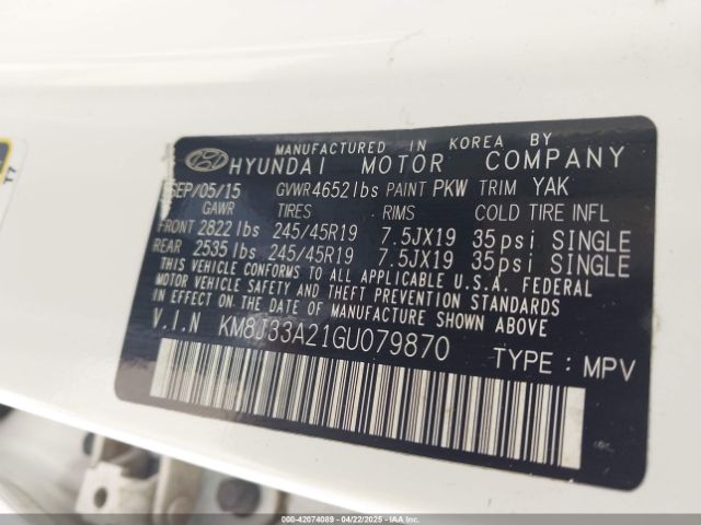 KM8J33A21GU079870 Hyundai Tucson Sport