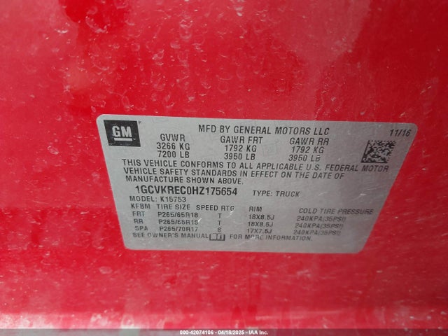 1GCVKREC0HZ175654 Chevrolet Silverado 1500 2lt