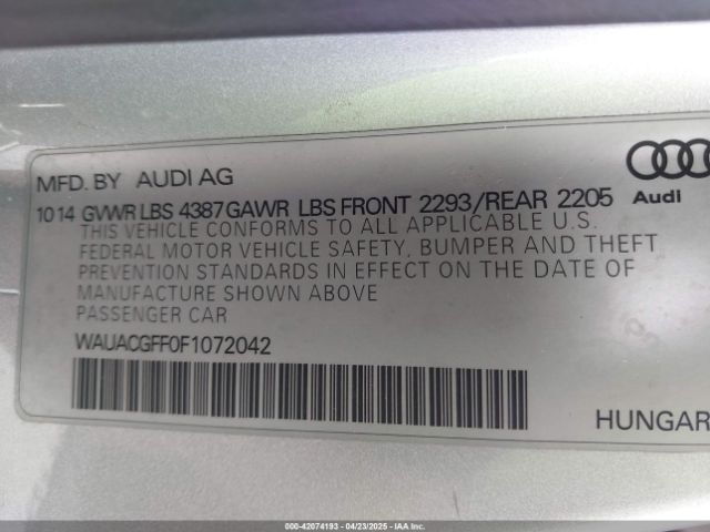 WAUACGFF0F1072042 Audi A3 1.8t Premium