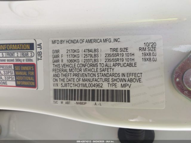 5J8TC1H31ML004962 Acura Rdx Standard