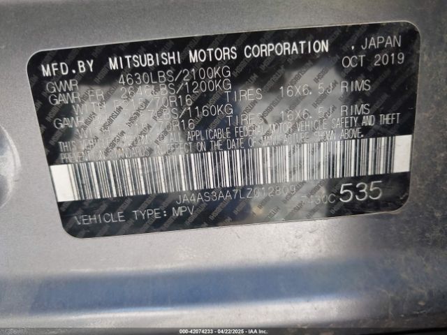 JA4AS3AA7LZ012809 Mitsubishi Eclipse Cross Es 1.5t
