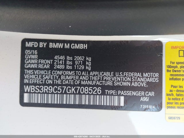 WBS3R9C57GK708526 BMW M4